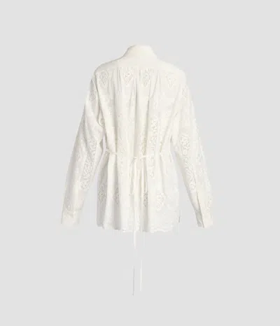 Erdem Embroidered Cotton Long Sleeve Shirt In White