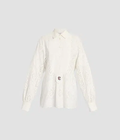 Erdem Embroidered Cotton Long Sleeve Shirt In White