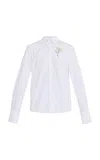 Erdem Embroidered Cotton-poplin Button-down Shirt In White
