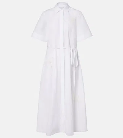 Erdem Embroidered Cotton Poplin Shirt Dress In White