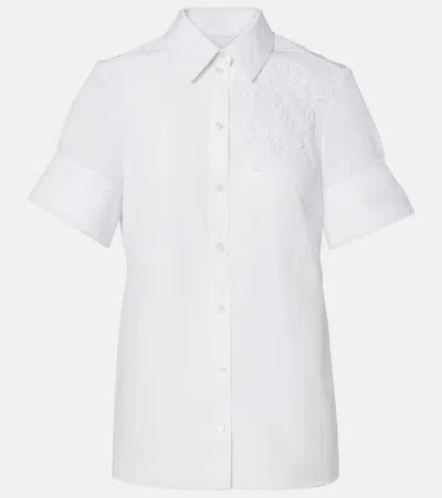 Erdem Embroidered Cotton Poplin Shirt In White