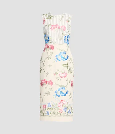 Erdem Embroidered Cotton Twill Pencil Midi Dress In White