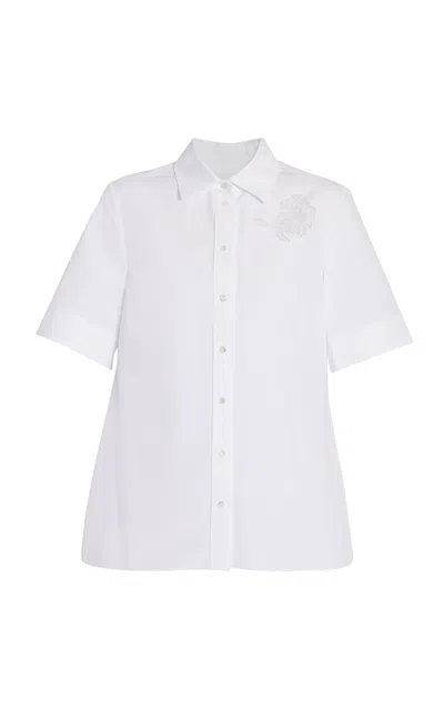 Erdem Embroidered Cotton-poplin Shirt In White