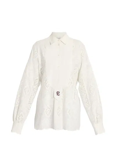 Erdem Embroidered Cotton-voile Blouse In White