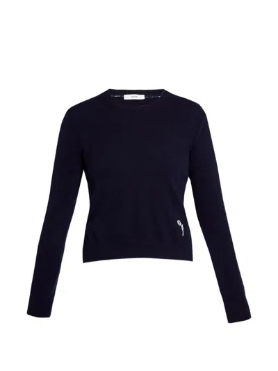 Erdem Embroidered Crew-neck Sweater In Black