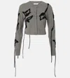 Erdem Floral-embroidered Tie-detail Cardigan In Gray