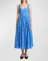 Erdem Cotton Lace Drop Waist Midi Dress In Blue