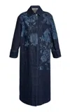 Erdem Embroidered Denim Coat In Blue