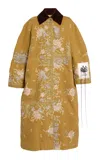 Erdem Embroidered Denim Coat In Brown