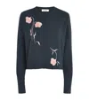 Erdem Embroidered Fitted Cardigan In Blue