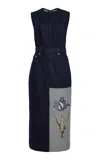 Erdem Embroidered Fluted Cotton Midi Dress