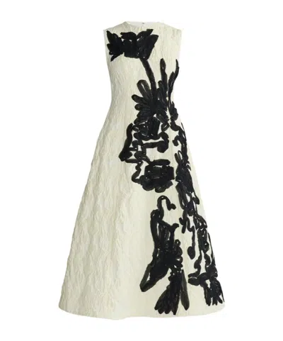 Erdem Embroidered Jacquard Flared Midi Dress In White