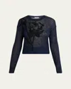 Erdem Embroidered Knit Crewneck Sweater In Blue