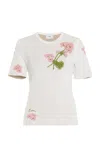 Erdem Embroidered Knit Jacquard Top In White