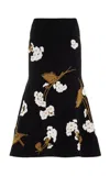 Erdem Embroidered Knit Midi Skirt In Schwarz