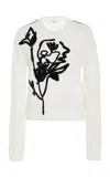 Erdem Embroidered Knit Sweater In Ivory