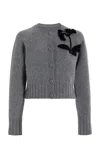 Erdem Embroidered Knit Wool Sweater In Grey + Black