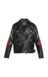 Erdem Embroidered Leather Jacket In Black