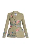 Erdem Embroidered Linen Blazer In Multi
