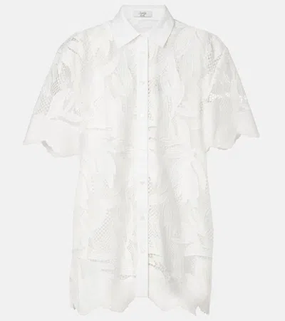 Erdem Embroidered Mesh Shirt In White