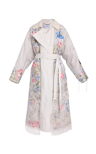 Erdem Embroidered Metalized-cotton Trench Coat In Multi