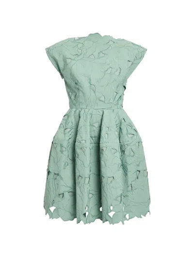 Erdem Embroidered Mini Dress In Green