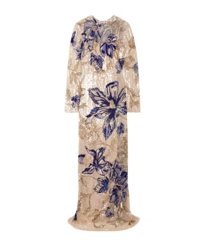 Erdem Embroidered Sequined Dress In Neutral