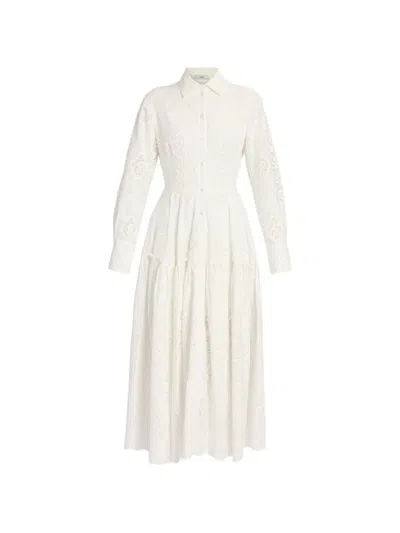 Erdem Embroidered Shirt Dress In White
