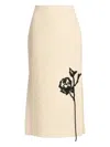 Erdem Embroidered Side-split Skirt In Neutral