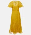 Erdem Twist-front Paneled Embroidered Silk-organza Midi Dress In Laurel