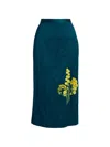 Erdem Embroidered-texture Midi Skirt In Blue