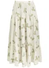 Erdem Embroidered Tiered Cotton-blend Midi Skirt
