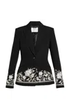 Erdem Embroidered Wool Blazer In Black