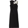 ERDEM ERDEM EMBROIDERED WOOL PENCIL COCKTAIL DRESS