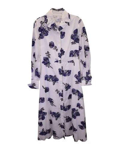 Erdem Emily Floral-print Midi Shirt Dress In White Cotton