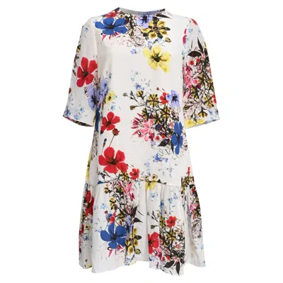 Erdem Emmie Floral-print Mini Dress In Multicolor Silk In White