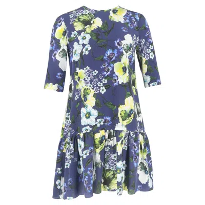 Erdem Emmie Short Sleeve Dress In Floral Print Silk In Animal Print