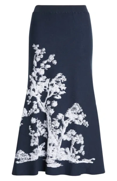 ERDEM ERDEM ETCHING JACQUARD A-LINE KNIT MIDI SKIRT