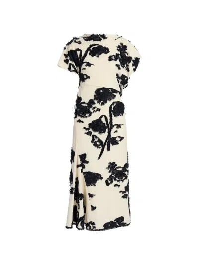 Erdem Fil Coupé Poplin Dress In Neutral