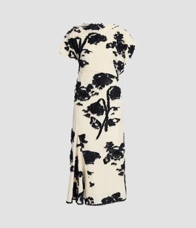 Erdem Fil Coupe Poplin Short Sleeve Midi Dress In Black