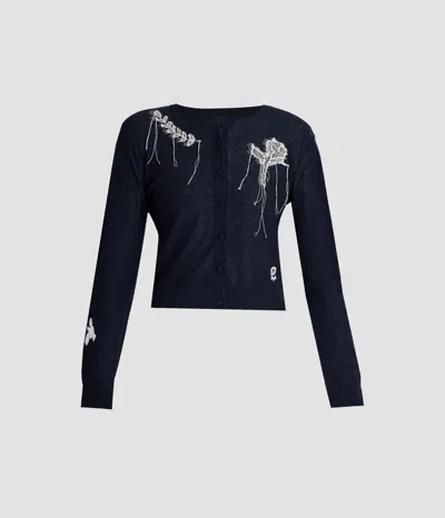 Erdem Fine Alpaca Blend Fitted Cardigan In Blue