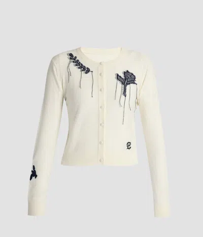 Erdem Fine Alpaca Blend Fitted Cardigan In White