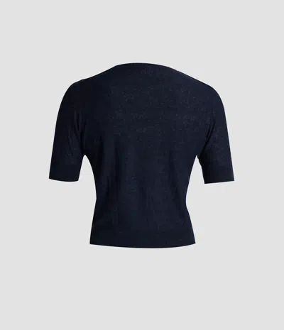 Erdem Fine Alpaca Blend Short Sleeve Crew Jumper In Blue