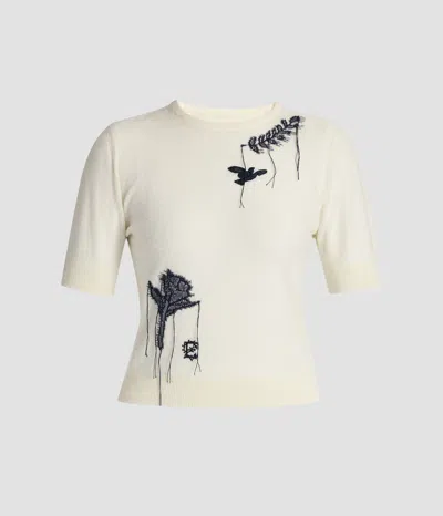 Erdem Fine Alpaca Blend Short Sleeve Crew Jumper In Multi