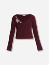 Erdem Cropped Embroidered Knit Cardigan In Brown