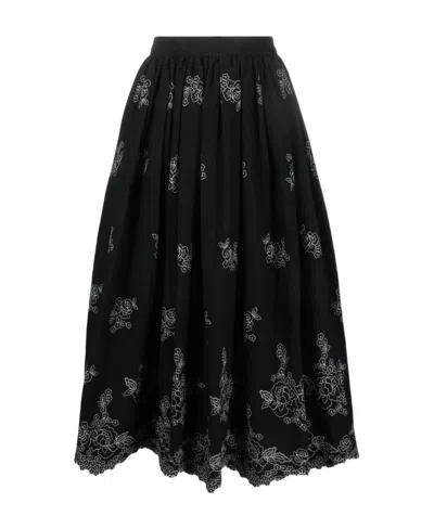 ERDEM FIONA FLORAL-EMBROIDERED MIDI SKIRT