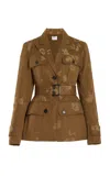 Erdem Fitted Cotton Safari Jacket In Khaki