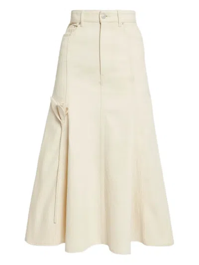 Erdem Flared Button-fastening Midi Skirt In Neutral