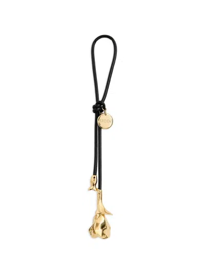 Erdem Flora Leather Bag Charm In Black