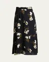 Erdem Floral A-line Midi Skirt In Elena Garden Black